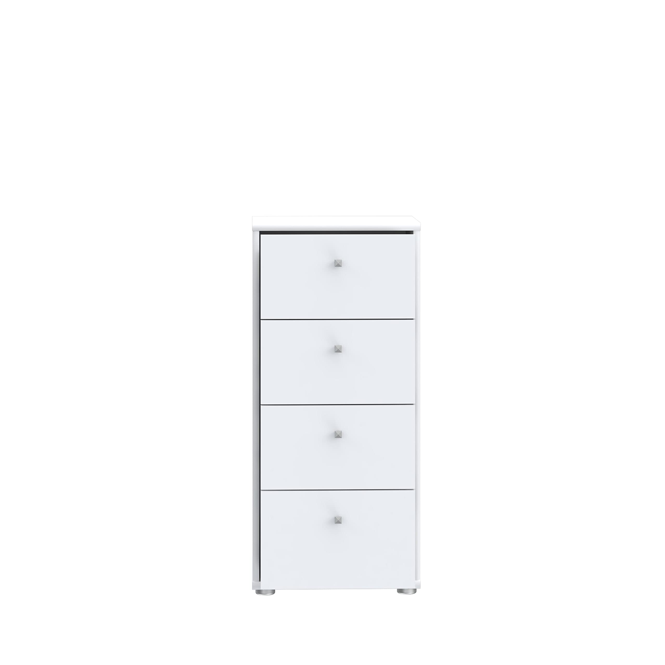 Forte Tempra 2 Kommode 4 Schubladen, Holzwerkstoff, weiß, Bx H xT: 38,6 x 85,5 x 34,8 cm