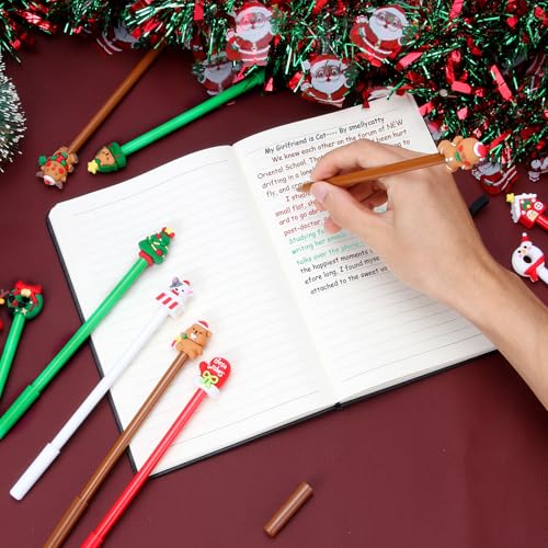 LiYiQ 50 bolígrafos gel negro diseño navideño divertido miniatura 4