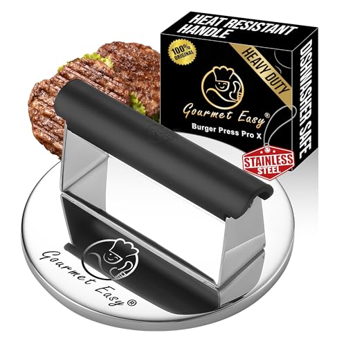 Smash Burger Press Stainless Steel Burger Smasher for Griddle w/Heat Resistant Handle Hamburger Press Dishwasher Safe Grill Press for Griddle Meat Press & Griddle Press for Flat Top Grill Cooking