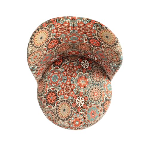 Image of NACIA Velvet Printed Ottoman Chair with Stool Combo | Dressing Table Chair for Bedroom Makeup Room Decor | Modern Upholstered Ottoman with Wooden Legs for Living Room & Home (18x18x32 Inches, Octa)