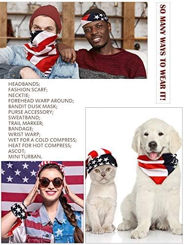 SATINIOR 12 Pcs USA Flag Bandanas for Women Men American Flag Headwear Neck Bandanas Patriotic Costume Accessories - Image 6
