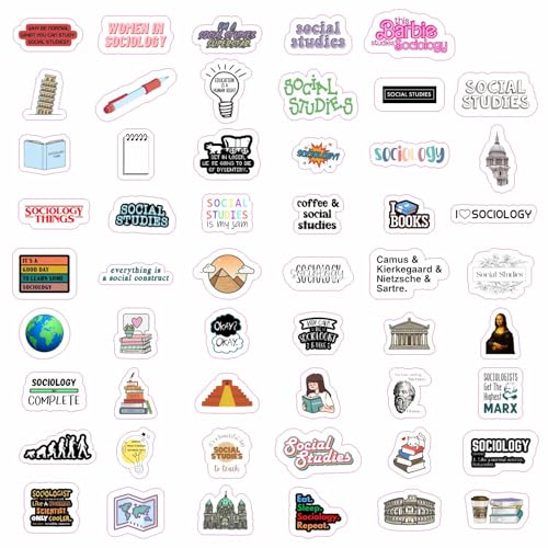 Image of 100Pcs Social Studies Stickers for Water Bottle and Laptop - Social Studies Party Favors & Decorations, Waterproof Vinyl Decals, History and Culture Stickers, Gifts for Women & Men