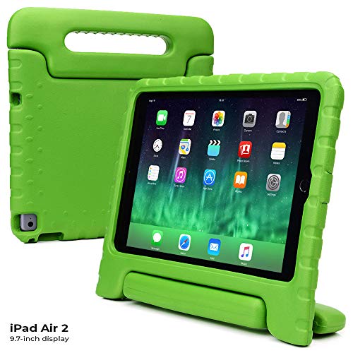 Funda Infantil Cooper Cases (TM) Dynamo para Apple iPad Air 2 en Verde + Protector de Pantalla gratuito (Ligera, absorción de impactos, Espuma EVA segura para los niños, Asa incorporada, y soporte para visionado)