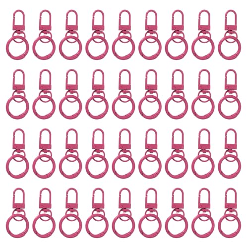 Mousquetons à pince PATIKIL rose rouge avec anneaux, lot de 36 crochets à ressort