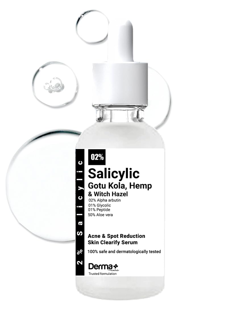 Derma+ Cure 2% Salicylic Acid Serum | Acne & Spot Removal | Reduces Excess Oil | Oily and Acne-Prone Skin | PH 4.5 | 30 ml