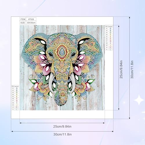 Image of Tontut Elephant Diamond Art Painting Kits, 5D Special Shape Beginner Crystal Diamond Art Painting for Home Wall Decor Gifts 12x12 inch
