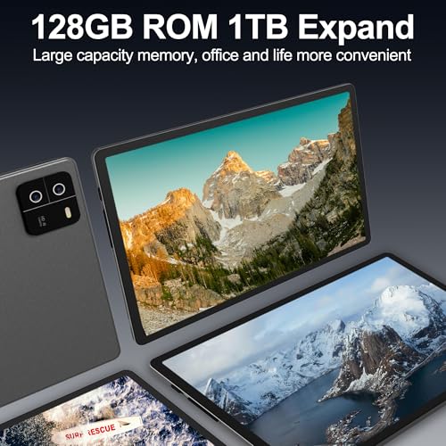 Image of Android 13 Tablet - 10.1 Inch Android Tablet with Case, 8GB RAM 128GB ROM 1TB Expand, Quad-Core Processor, 1280 x 800 IPS HD Touch Screen, 8000mAh Battery, GPS, WiFi,Bluetooth, Dark Grey