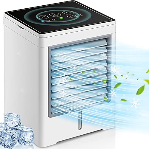 Portable Air Cooler 470ml Mini Air Conditioner with 3 Air Speeds and USB Charging Port 3-in-1 Air Cooler Cordless Personal Air Coolers with a timer function for Room Office and Travelling
