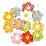 30 Pieces Crochet Flower Applique Small Yarn Sew on Floral Patches Embellishment for Sewing Craft Doll Scrapbooking Hair Accessorires Jewelry Finding Decoration (Multi)