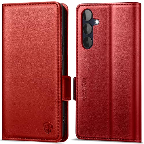 Étui cuir Samsung A15 rouge avec porte-carte pour simplifier vos sorties