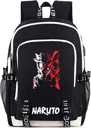 Roffatide Anime Naruto Cosplay Rucksack Bedruckt College Schultasche Laptop Rucksack mit USB-Ladeanschluss & Kopfhöreranschluss