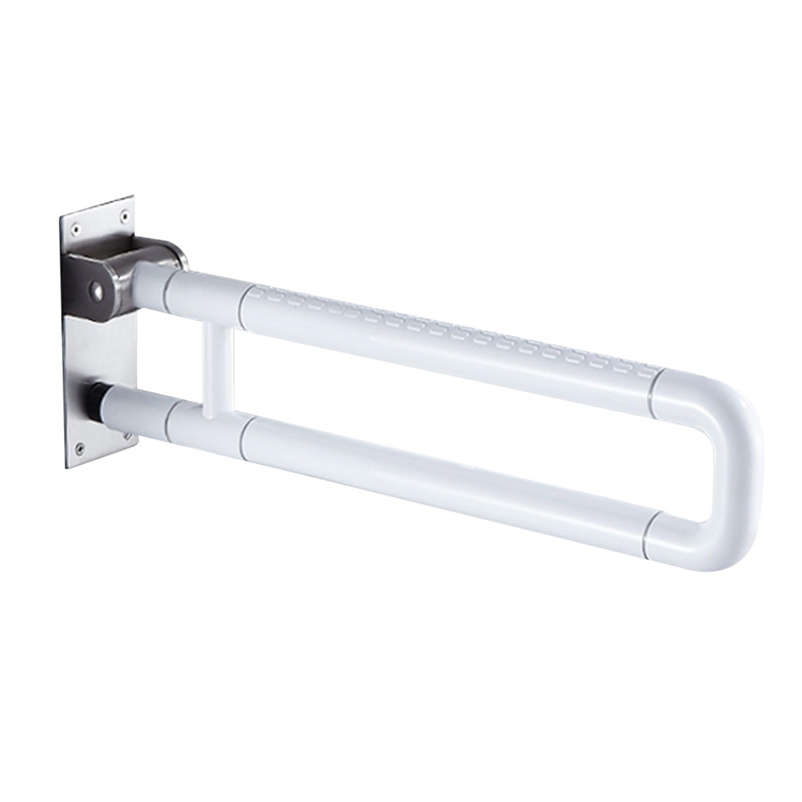 Asidero de pared para inodoros, 75 cm, con forma de I, antideslizante, con pata, para personas mayores, ayuda para levantarse, color blanco