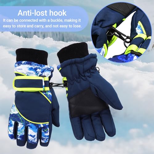 Image of Colorful Winter Gloves for Kids Windproof Boys & Girls Snow Ski Gloves Warm Mittens for Children Outdoor