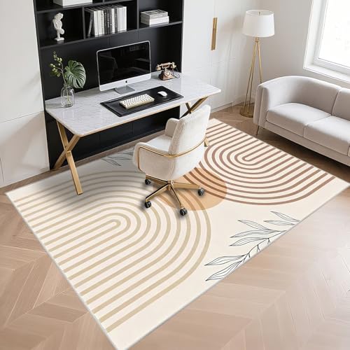 Tapis de chaise bureau facile à nettoyer moquette beige grand format lavable