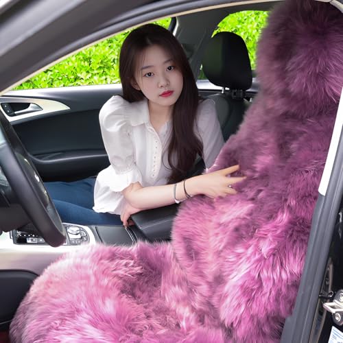 Image of 2 Pack Fluffy Sheepskin Car Seat Covers for Soft Auto Fur Pet Cushion Pad
