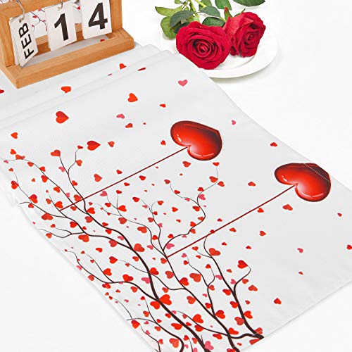 Alishomtll Valentine's Day Table Runner Love Heart Table Runners, Red Heart Waterproof Table Runners For Valentine's Day, Party, Gift, Decor, 14 X 70 Inches #TOP5