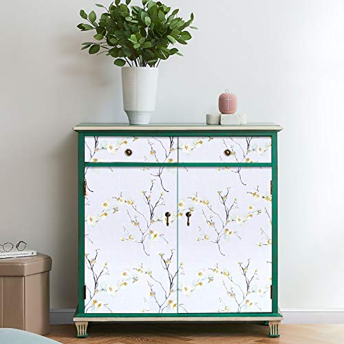 Wenmer Beige Floral Wallpaper 17.71"X118" Beige Floral Peel And Stick Wallpaper Modern Floral Removable Wallpaper For Bedroom Cabinets Kitchen Backsplash Staircase Shelf Backing #TOP2