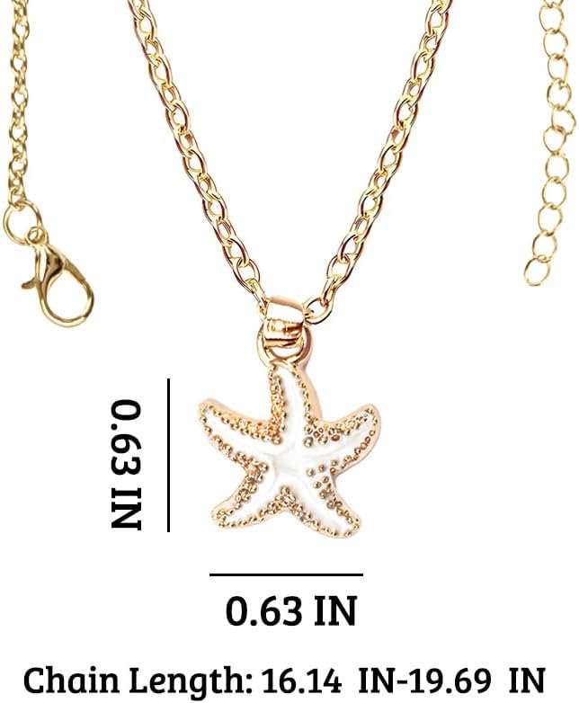 Aesthetic Starfish Necklaces for Women Trendy Ocean Beach Pendant Necklace for Her Fashion Sweater Dress Necklace for Women - Image 4