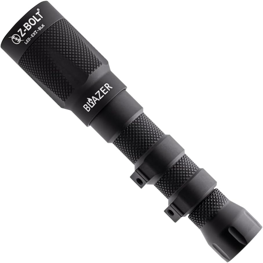 Blazer LED 18650 Tactical Flashlight, Black - Dual Fuel (18650 or 2 pc CR123A), 200 Meter Extreme Beam Throw & 60° Flood, Superior Mid-Range Illumination
