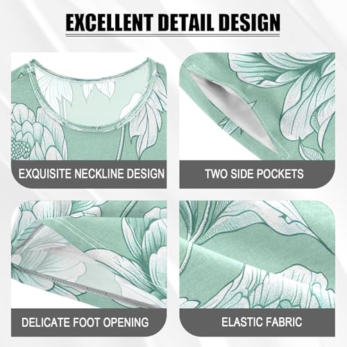 senya Short Sleeve Pajamas Sets Summer Cotton Sleepwear White Flower Plane Leaves4