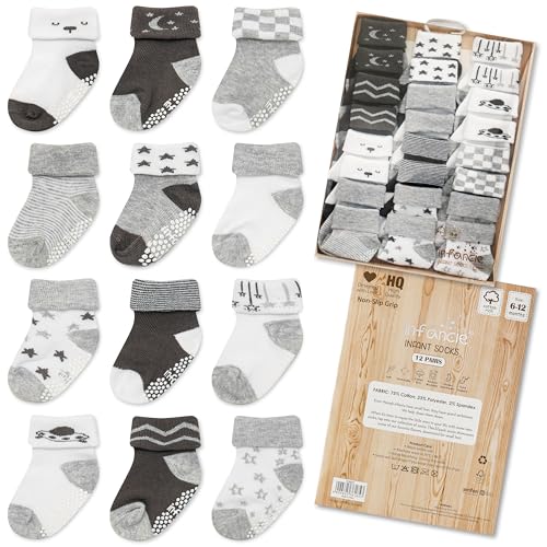 Image of infancie Baby Socks 12 Pairs – Soft And Comfortable Baby Boys Sock 6-12 Months, Premium Baby Socks Boy, Gift For Little Boys