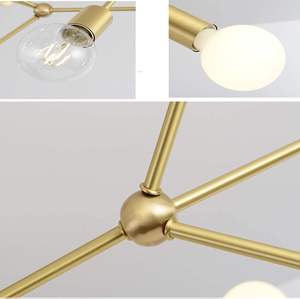 Sputnik żyrandol, lampa sufitowa w stylu vintage, przemysłowa oprawa kuchenna ze szczotkowanego mosiądzu do salonu, 12 świateł/miedź/12 świateł