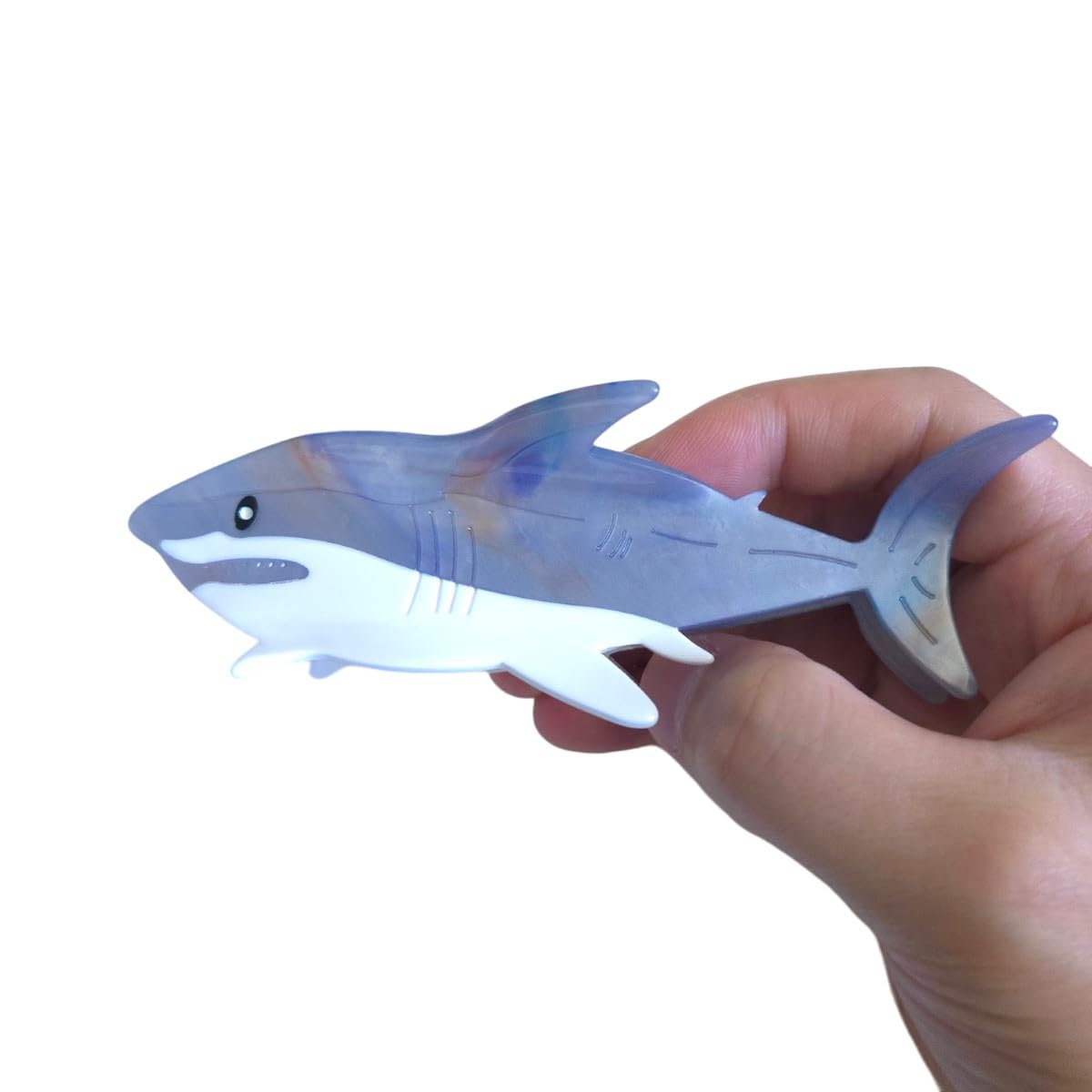 Novelty Big White Shark Hair Clip,Acetate Hair Clip,Big Claw Clip for Women,Greyblue, 1 Count (Pack of 1) - Image 3