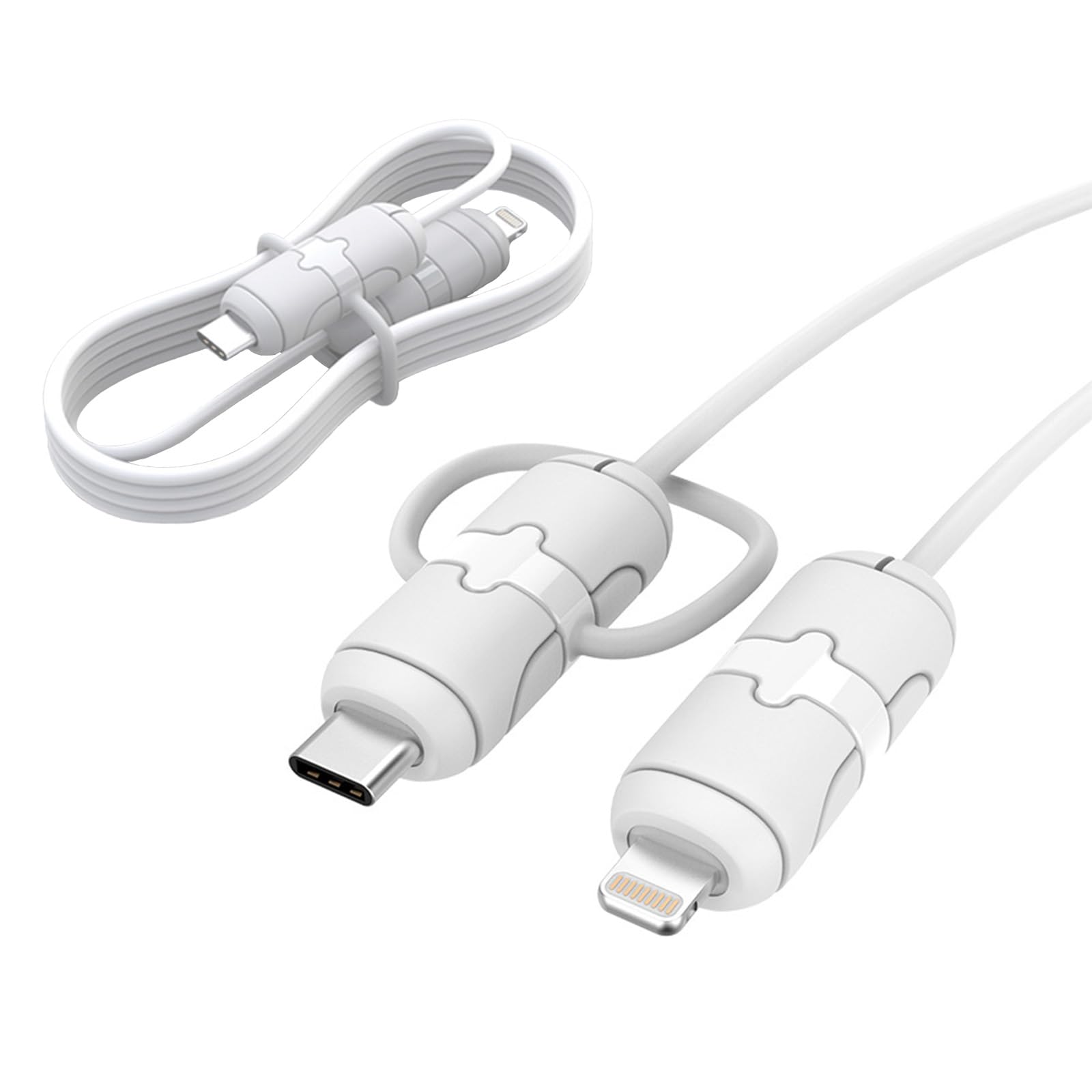 Charger Cable Protectors, Double-End Silicone Charger Cable Saver 2 in 1 Data Cable Protector Durable Data Cable Winder Cord Organizer Compatible with Apple Charger Cable