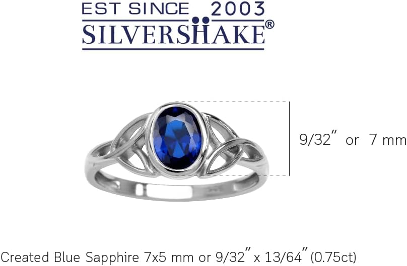 Silvershake 7x5MM Oval Shape Birthstone Gemstone White Gold Plated or 18K Yellow Gold Plated 925 Sterling Silver Triquetra Trinity Celtic Knot Solitaire Ring Jewelry for Women