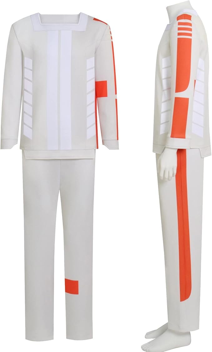 Mens Prison Uniform Cosplay Cassian Andor Costume White Shirt Trousers Outsuit Prisoner Garb Halloween Carnival