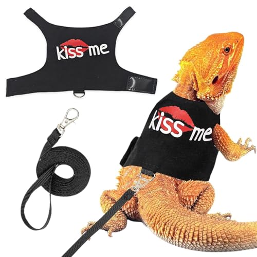 Image of Bearded Dragon Leash and Harness, Adjustable Lizard Reptiles Harness Clothes with 4.76ft Leash, Small Pets Harness and Leash Set for Lizards Ferrets Hamsters Walking Training Outdoor