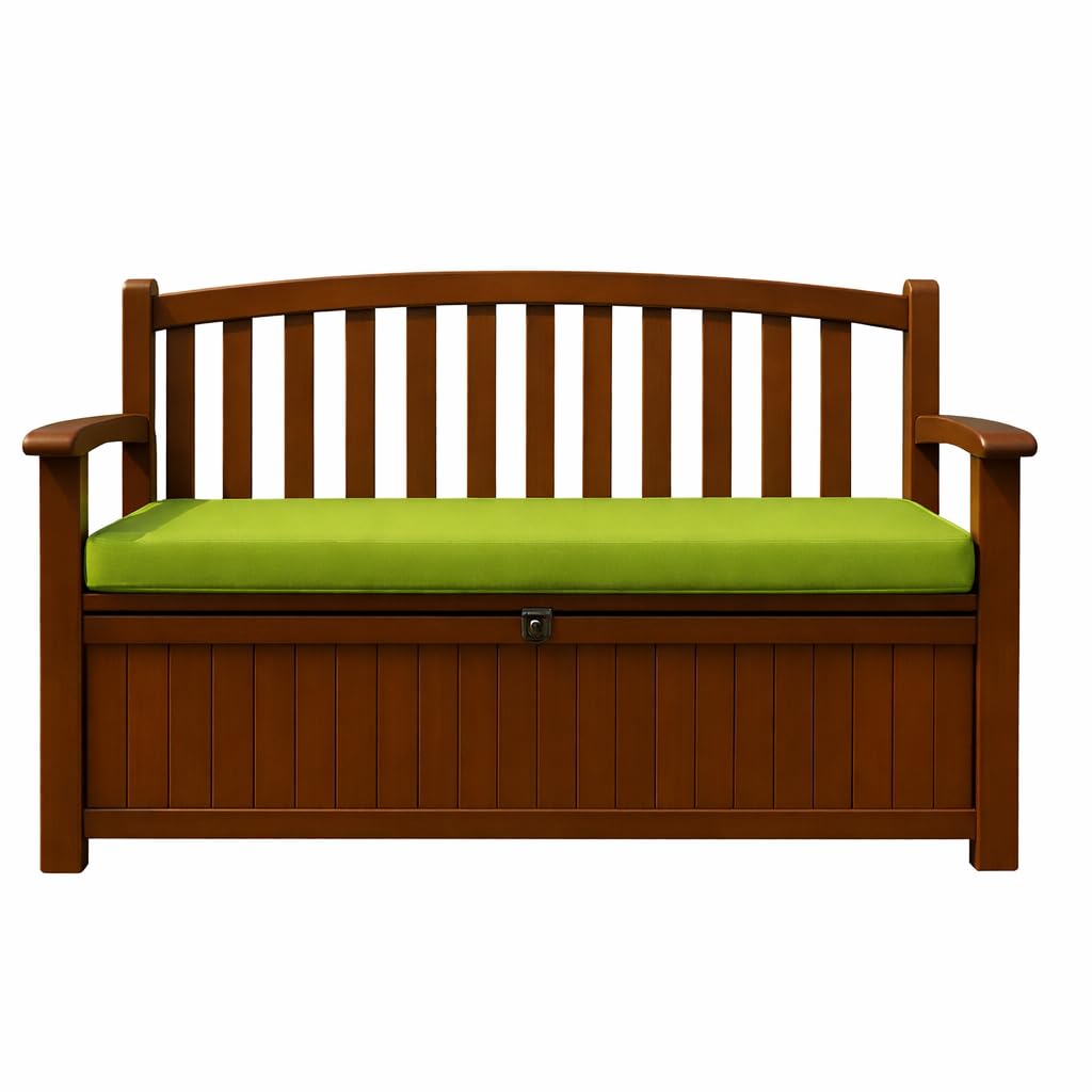 KOZZE FAB Outdoor Storage Bench Replacement Cushion 128 x 50 x 5 cm | Water-Resistant Garden Bench Seat Cushion | High-Density Foam | Removable Zip Cover | Indoor & Outdoor Use – Lime Green