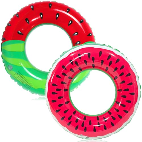 2 Piezas 80 cm Tubo de Natación de Sandía, Anillos de Natación para Adultos, Flotador Inflable de Piscina, Artículos para Fiestas al Aire Libre para Niños Adultos