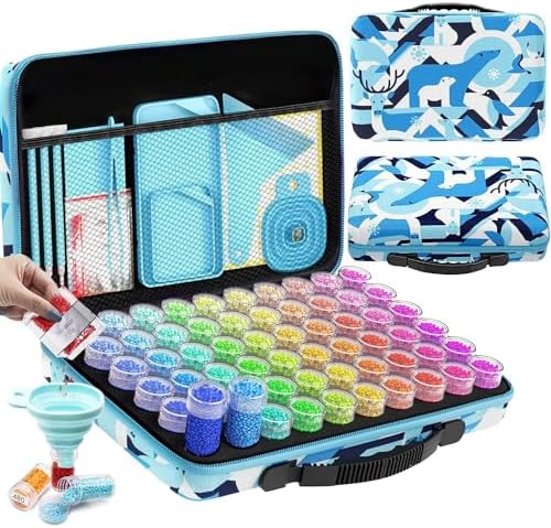 ARTDOT 5D Diamond Painting Zubehör Boxen, 60 Stück Diamond Painting Koffer für Diamond Painting Bilder Steine Samen Schmuck Strass Perlen DIY Handwerk Als Geschenk (Nordpol)