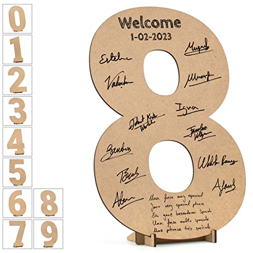 CONTRAXT Numeros madera grandes. Numeros mesa Tarjeta regalo original cumpleaños boda aniversario Números meseros decoracion grandes libro firmas madera mesa boda bautizo invitados (8)