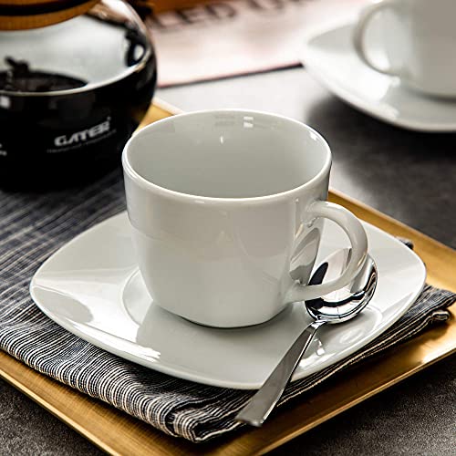 MALACASA, Series Elisa,24 piezas Juego de cafe Vajillas de Porcelana 12 Tazas de Cafe 12 Platillos de Café, Blanco para… - Imagen 5