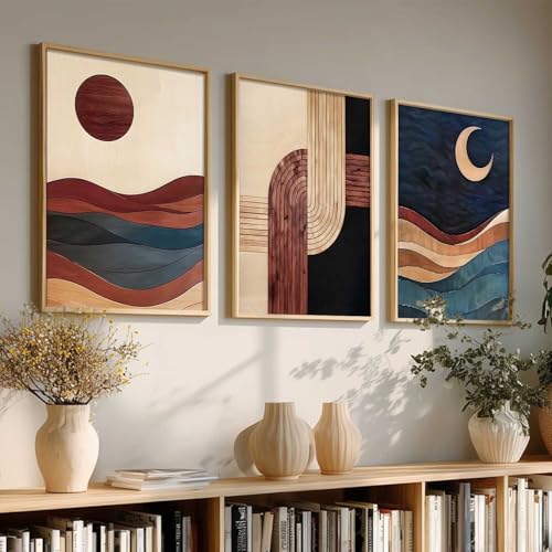 Image of kotart Boho Art Home Decoration Painting | Paintings With Frame For Living Room Bed Room Hotel Wall Decor Digital Reprint Set of 3 (19X25 inch)