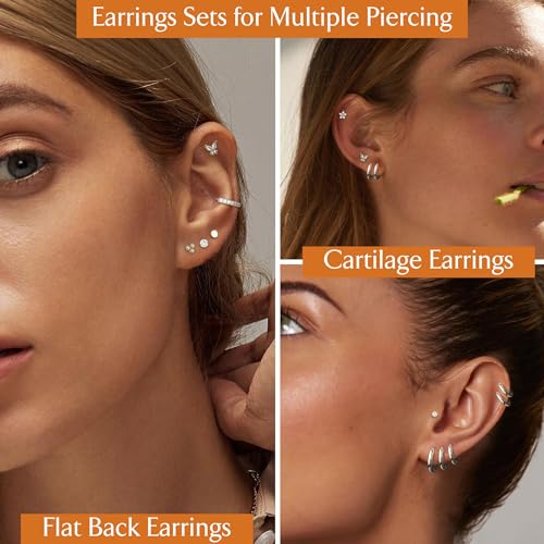 image for Jstyle Hypoallergenic Surgical Steel Earrings for Sensitive Ears 14K G