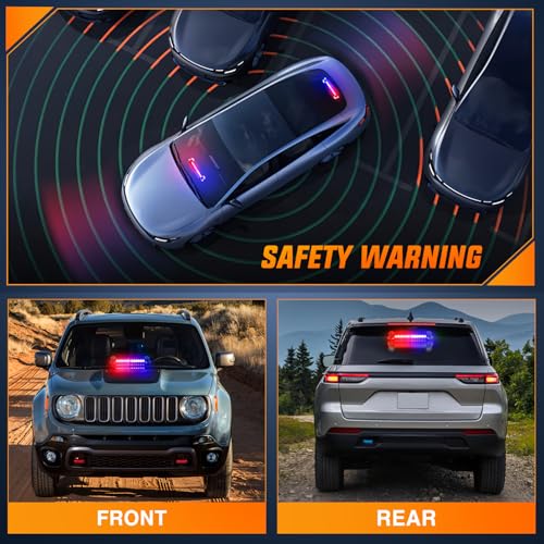 Image of Nilight 12LED Traffic Advisor Strobe Light Bar Red Blue Hazard Safety | Emergency Warning Dash Front /Rear Windshield Flashing Lights for Cars Trucks Police Firefighter Plow Construction Vehicles
