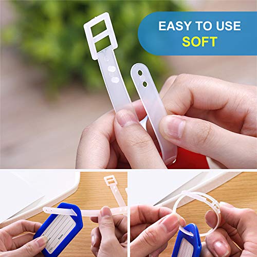 10 Pcs Luggage Tags, 3.4x1.9 Inches Plastic Luggage Identifiers with Lanyard, Name Tags Travel Accessories, Waterproof ID Tags Multi-Color Airplane Suitcase Labels 6