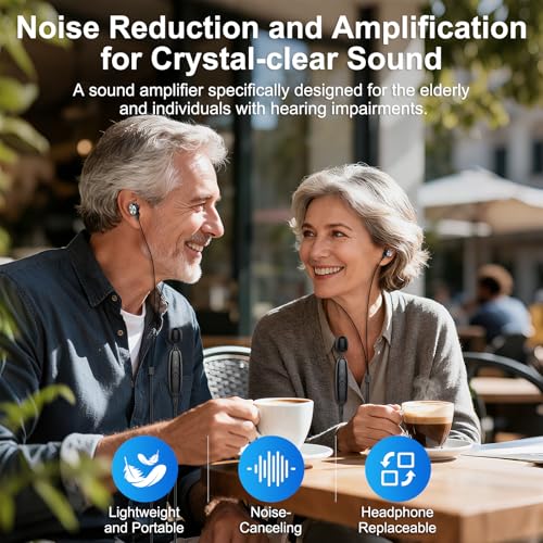 IceHeat Sound Amplifier for Seniors, Automatic noise reduction enhances voices, suppresses howling. Instant on-and-use with 7-button volume adjustment for simple, intuitive operation — view 3