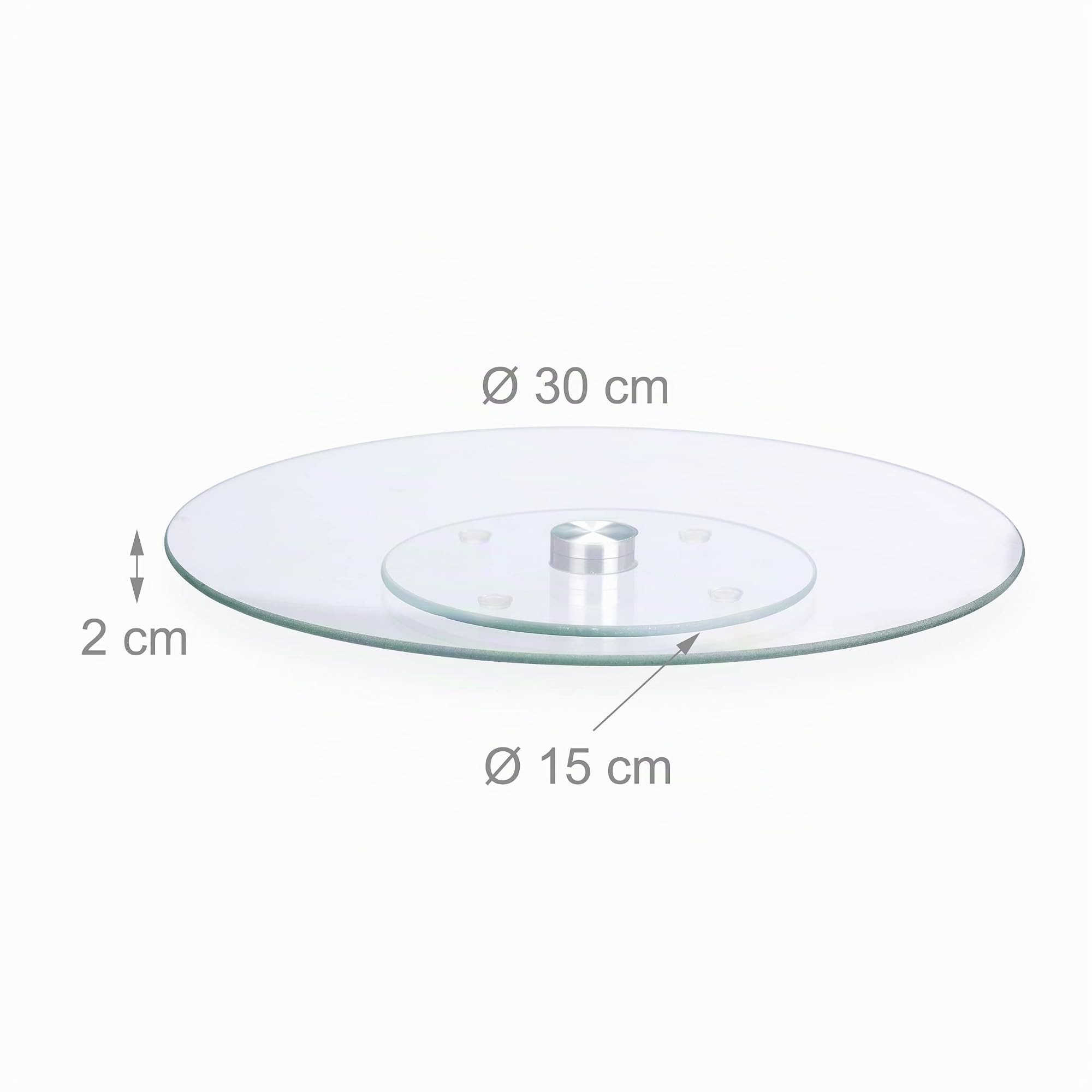 Relaxdays Plato Giratorio Tartas para Servir y Decorar, Vidrio, Transparente, ∅ 30 cm