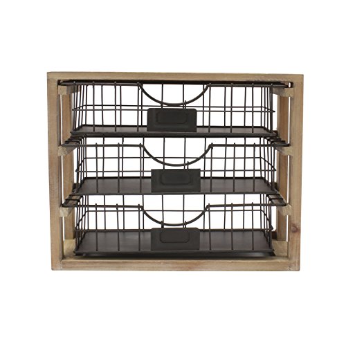 Kate and Laurel Tanner Rustic Wood and Metal Desktop Drawer Organizer
