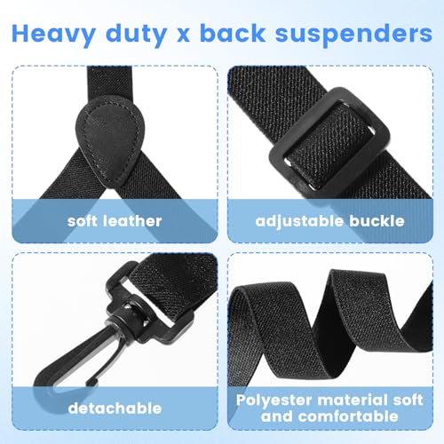 image for Aster Black Suspenders Men 3 Swivel Hooks Hidden Suspenders Adjustable