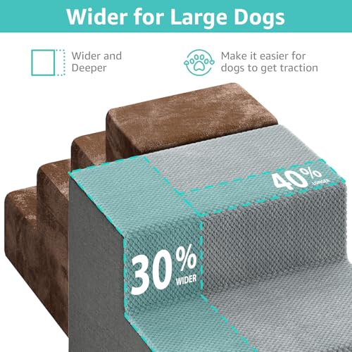 Image of YENING Large Dog Stairs for High Beds - 24 Inches Tall Extra Wide Pet Steps for Large Dogs to Get on Bed 4 Deep Step for Couch