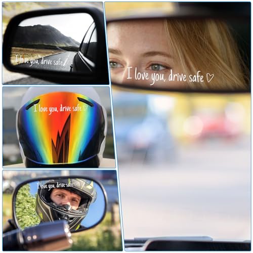 Image of I Love You Drive Safe Mirror Sticker, 4 Pack I Love You Drive Safe Rearview mirror stickers, Vinyl Tumbler Decal Sticker, Car Window Decals Funny Car Accessories for Girls Women