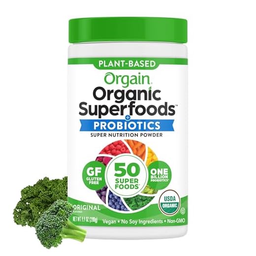 Orgain Organic Green Superfoods Powder, Original - Antioxidants, 1 Billion Probiotics, Vegan, Dairy Free, Gluten Free, Kosher, Non-GMO, 0.62 Pound (Packaging May Vary)