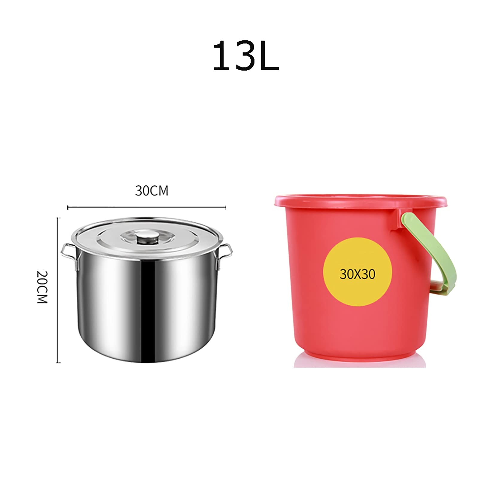 Olla Pesada De Acero Inoxidable con Tapa, Olla De Acero Inoxidable, Olla para Preparar Cerveza Casera (Tamaño: 30 X 20 Cm (13 L))
