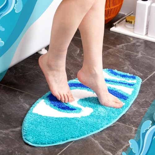 Image of AAZEEM Mat Rugs Non-Slip Abstract Bath Rugs Cute Mat Washable for Tube|Rectangular Door Mat for Home |Drawingroom |Easy Clean Indoor and Outdoor Floor Mat |Super Absorbent |Dark Blue|33 X 70 Cm |
