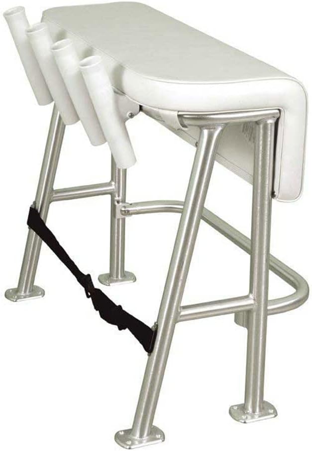 TACO Metals Neptune III Leaning Post with Smooth White Upholstery and 4 Poly Rod Holders